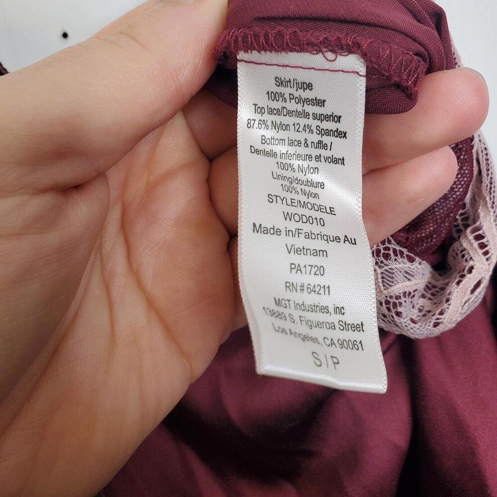 In Bloom Top Womens Small Lingerie Babydoll Slip Tan Lace Sexy Cami Burgundy Y2K - Picture 8 of 9